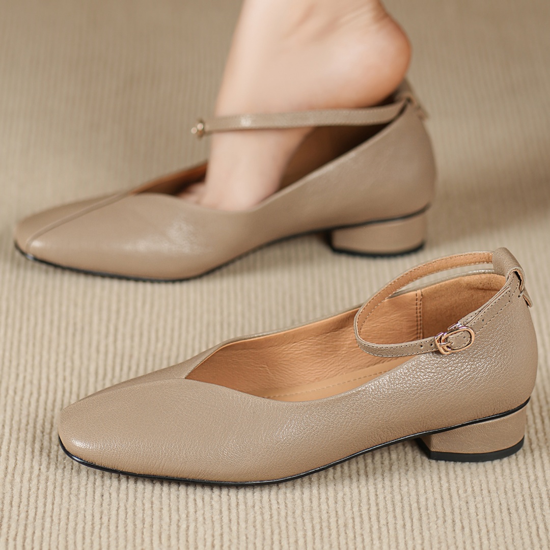 Ankle Strap Heels - danxuefei women's sheepskin square toe ankle