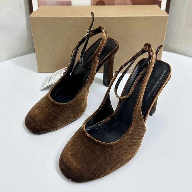 Women Shoes Branded - Retro Brown Suede Summer Women Chunky