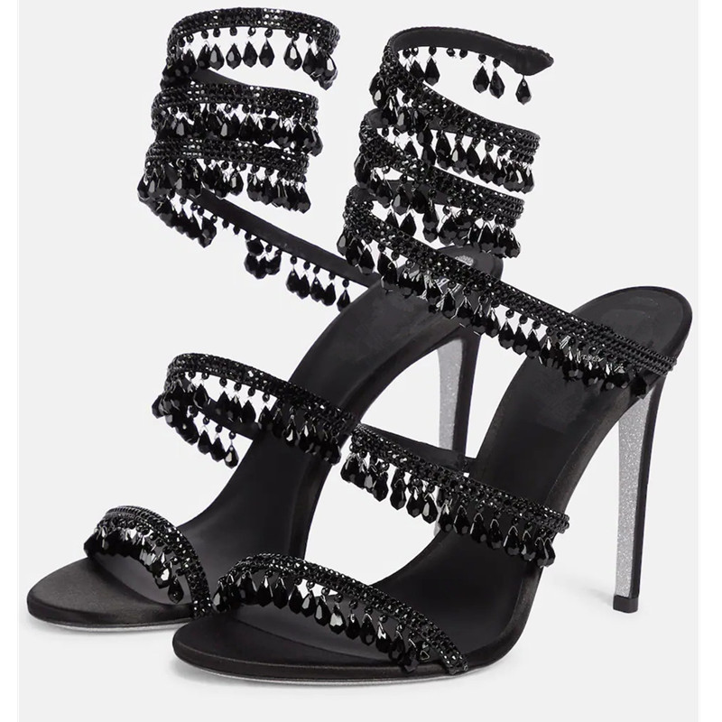 Sexy Green Crystal Fringe Stil - Ankle Strap Heels บทวิจารณ์และราคา