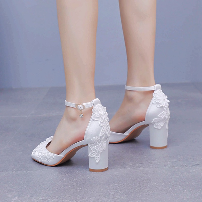 Women White Silk High Heels Su - Square Toe Mule บทวิจารณ์และราคา