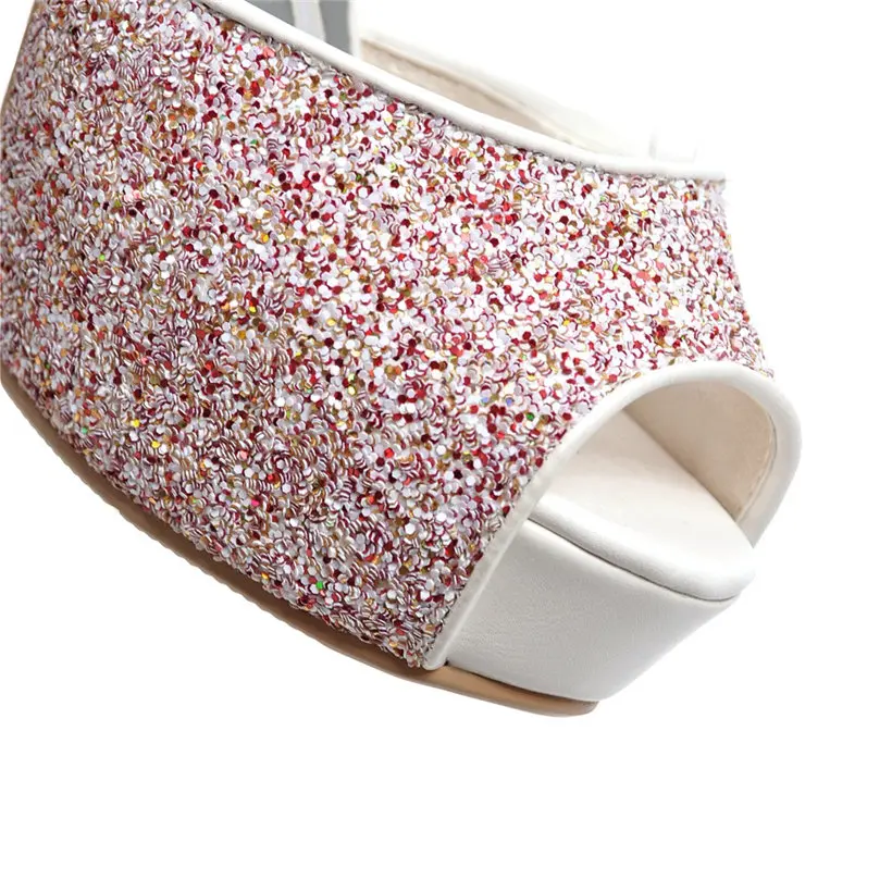 White Wedding Party Women Plat - Ankle Strap Heels บทวิจารณ์และราคา