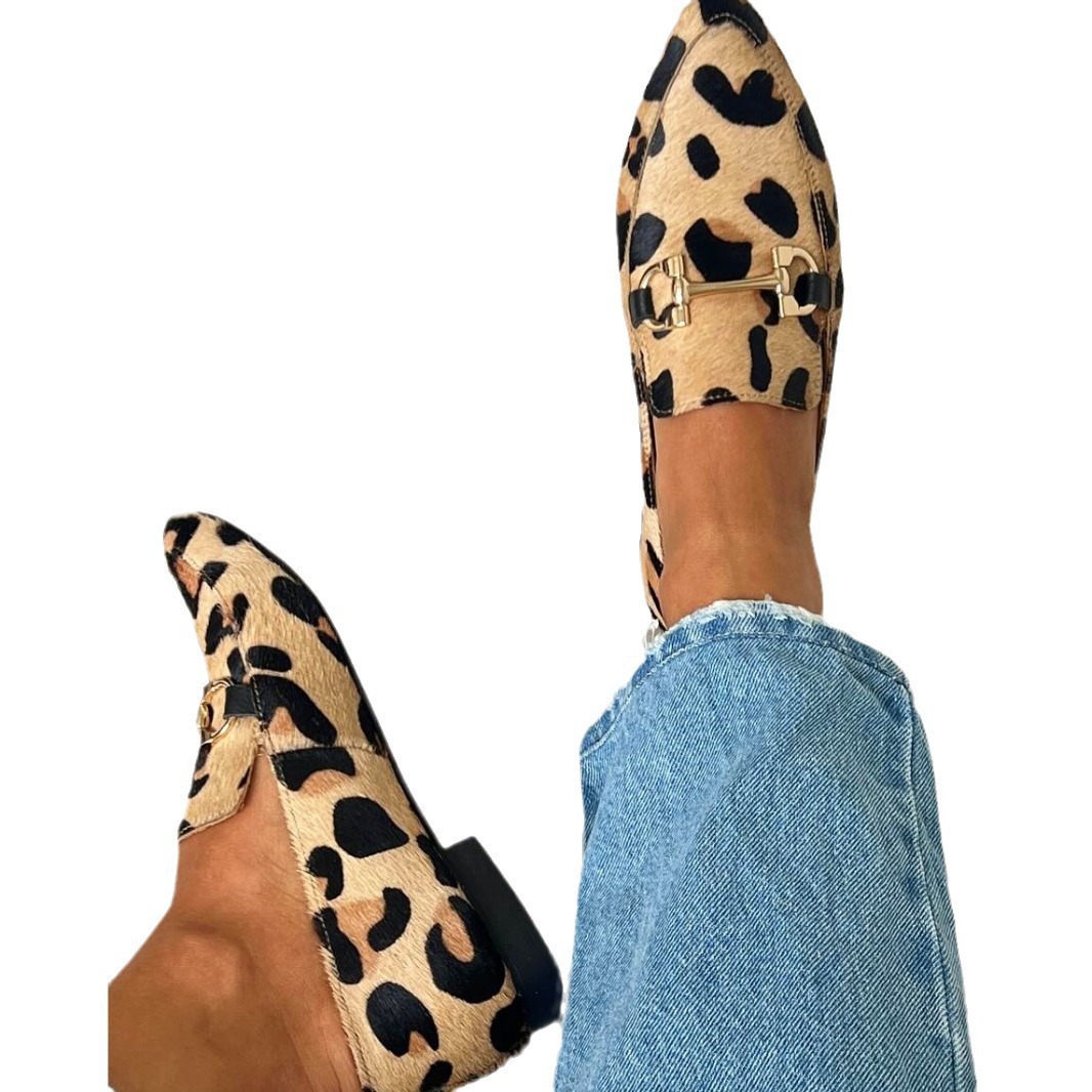 Large Size 40-43 Leopard Print - Square Toe Mule บทวิจารณ์และราคา