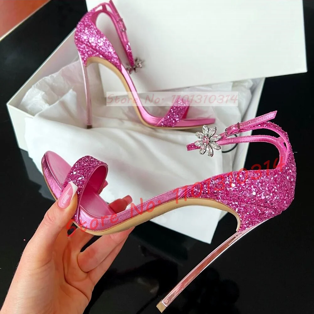 Luxury Glitter Pink Heels Sand - Women Shoes Luxury Brand บทวิจารณ์และราคา