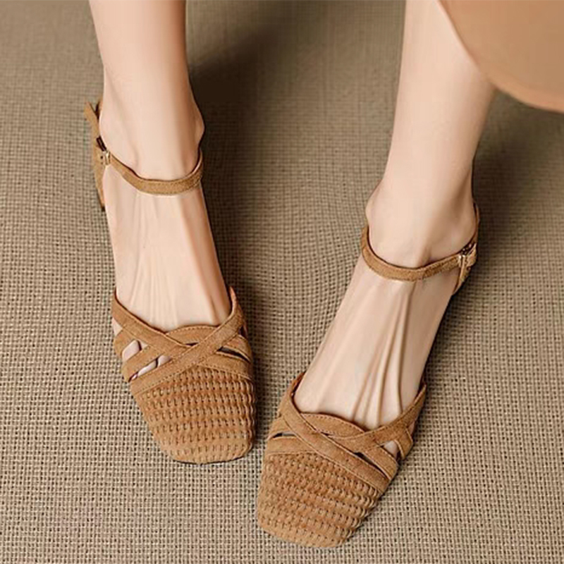 Retro Weave High Heel Sandals  - Ankle Strap Heels บทวิจารณ์และราคา