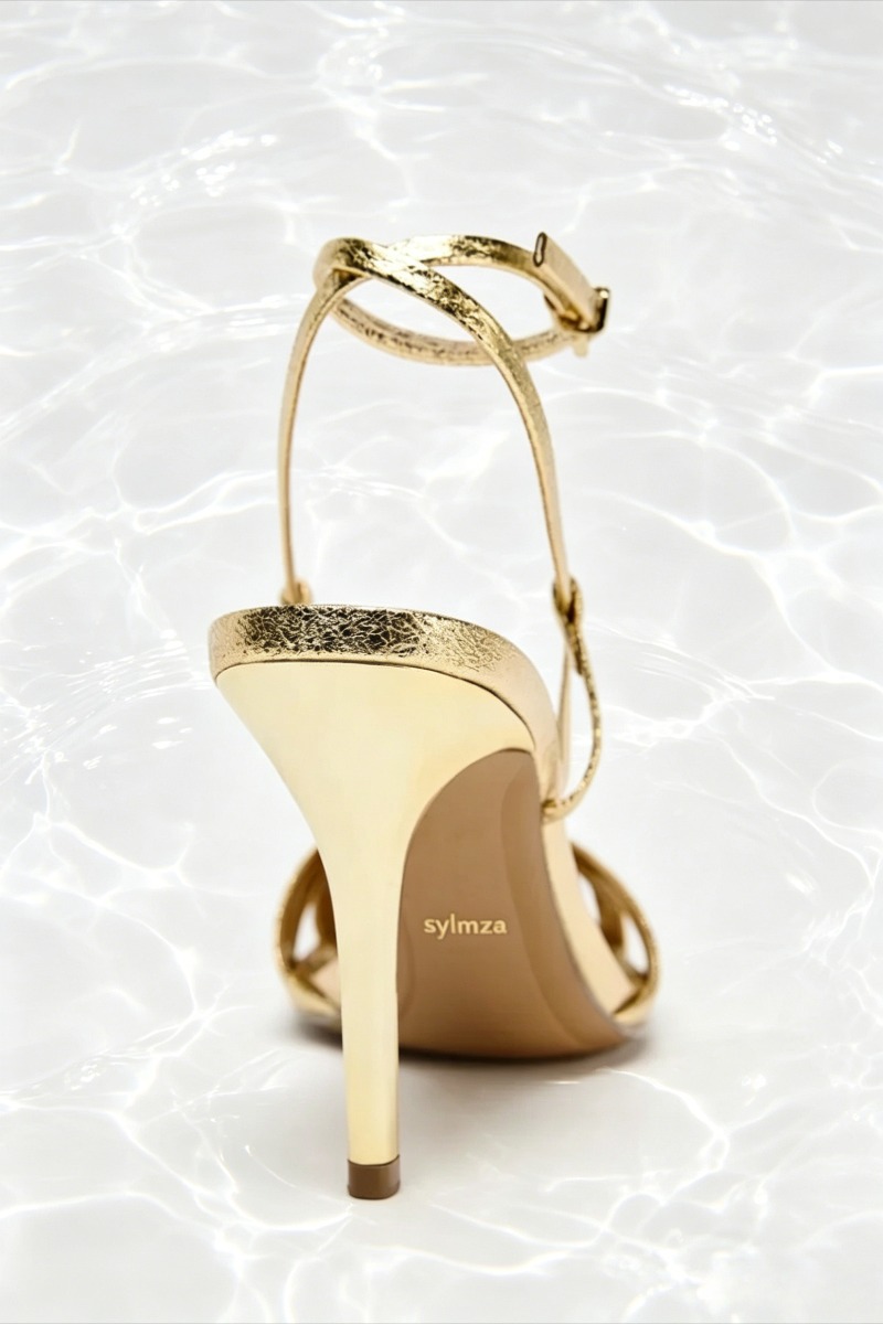 Fashion Gold Thin Heeled Sanda - Women Shoes Luxury Brand บทวิจารณ์และราคา