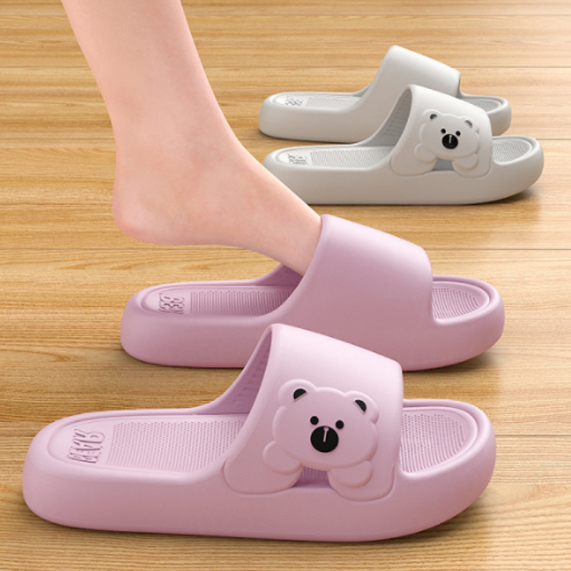 Slippers Bathroom Cartoon Bear - Mule Slip On บทวิจารณ์และราคา