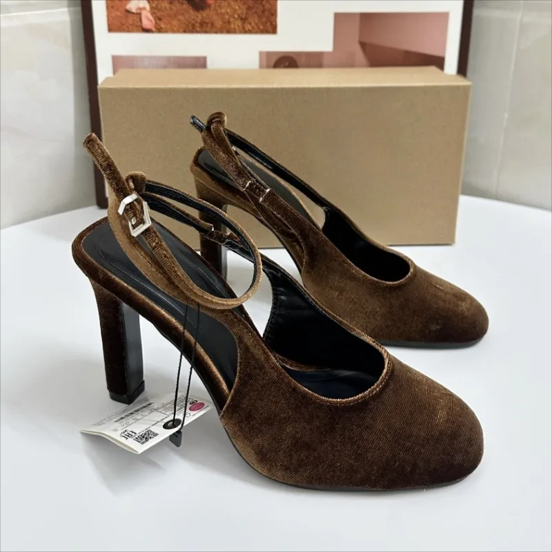 Retro Brown Suede Summer Women - Women Shoes Branded บทวิจารณ์และราคา