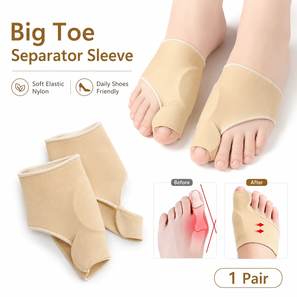 Big Toe Separator Sleeve Bunio - Women'S Shoes For Bunions บทวิจารณ์และราคา