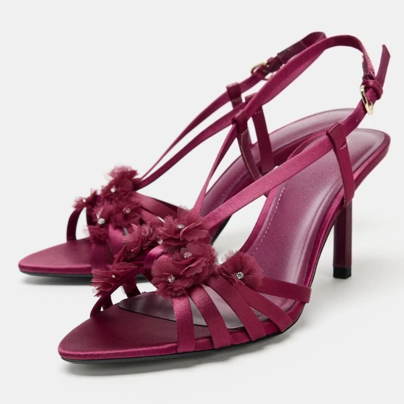 Satin Flower Brand Women Sanda - Women Shoes Luxury Brand บทวิจารณ์และราคา