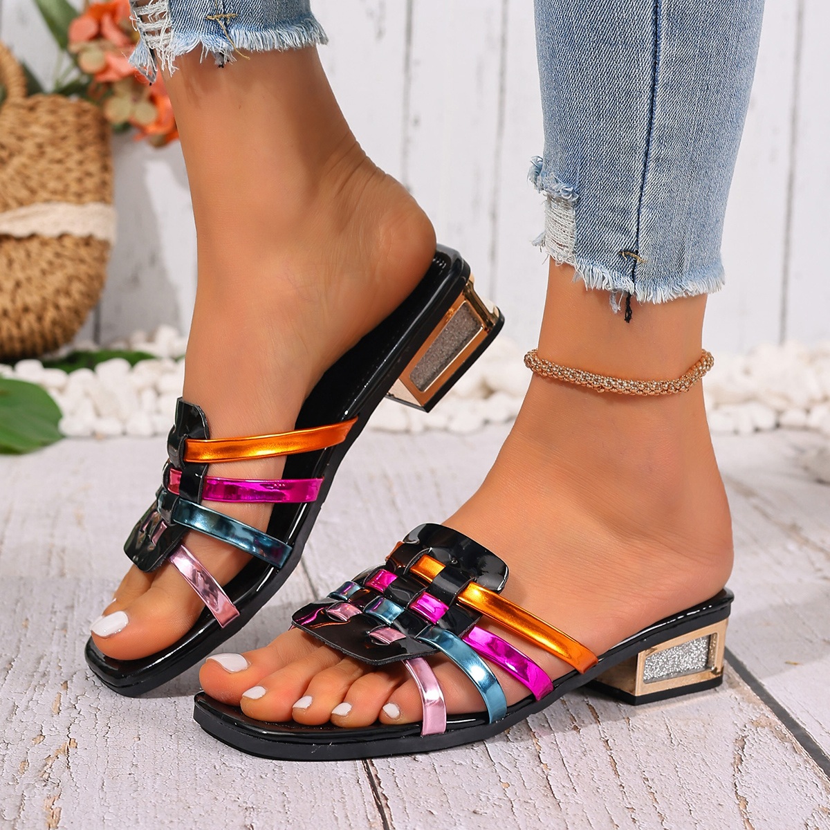 2026 New Large Size Colorful W - Ankle Strap Heels บทวิจารณ์และราคา